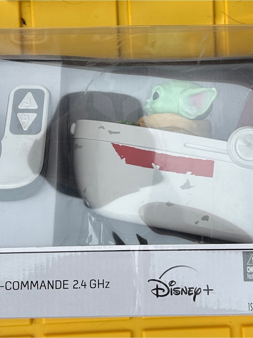 Disney Grogu Figure in White Pod with Green Head and Red Accent - Picture 2 of 5